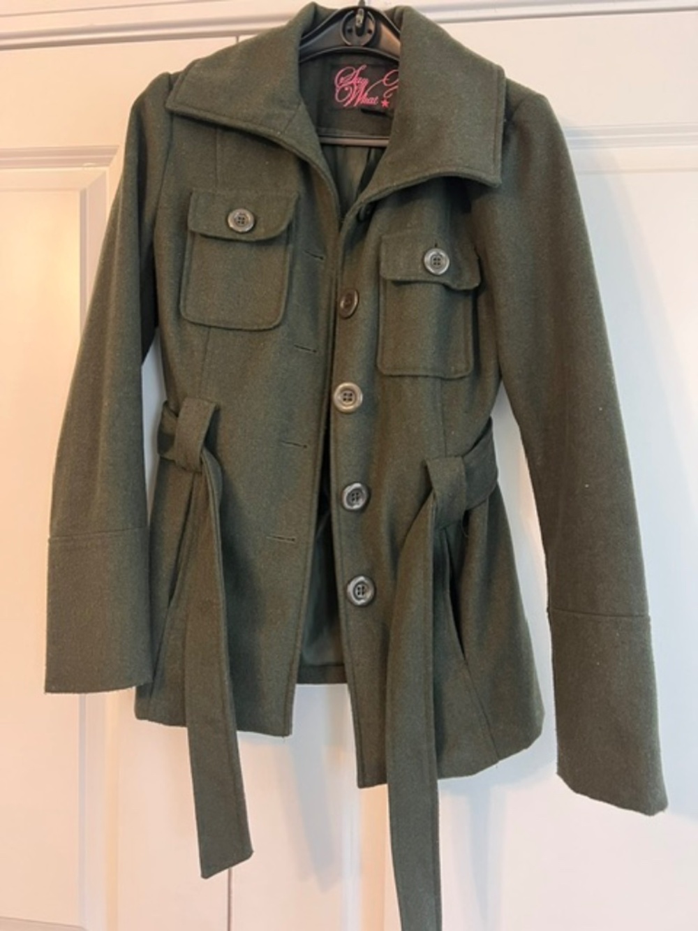 Women's green pea coat size small